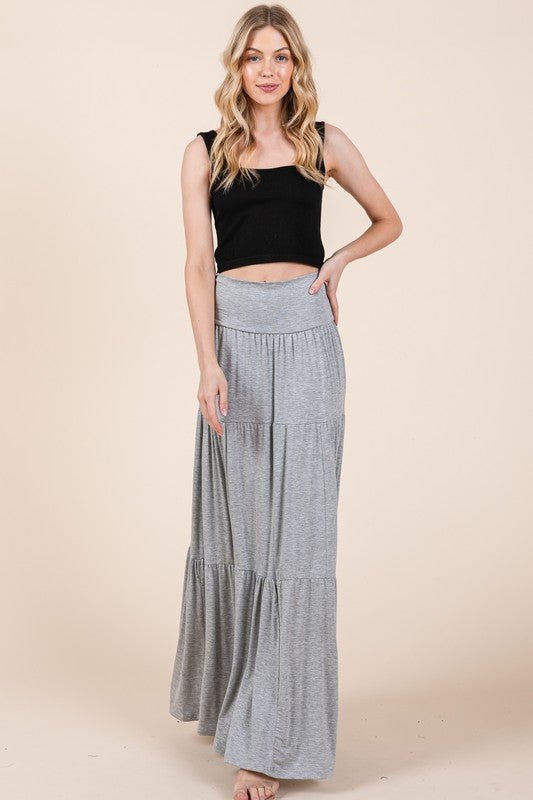 Solid Tiered Ruffle Skirt - p3 Boutique