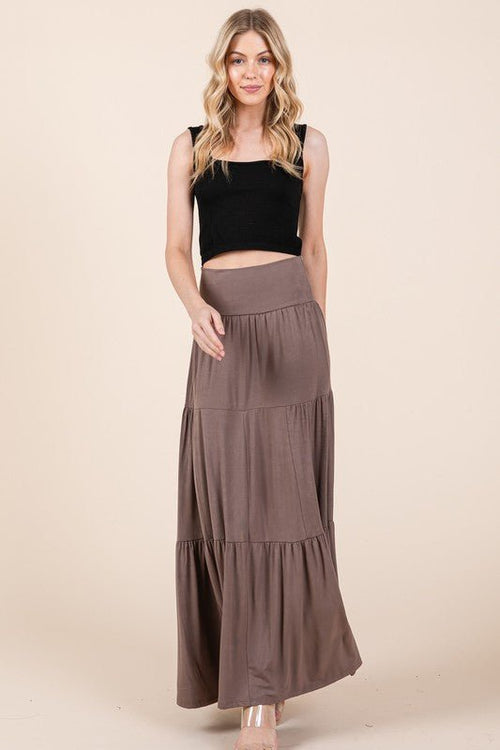 Solid Tiered Ruffle Skirt - p3 Boutique