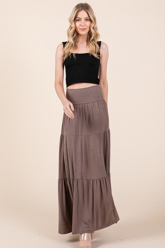 Solid Tiered Ruffle Skirt - p3 Boutique