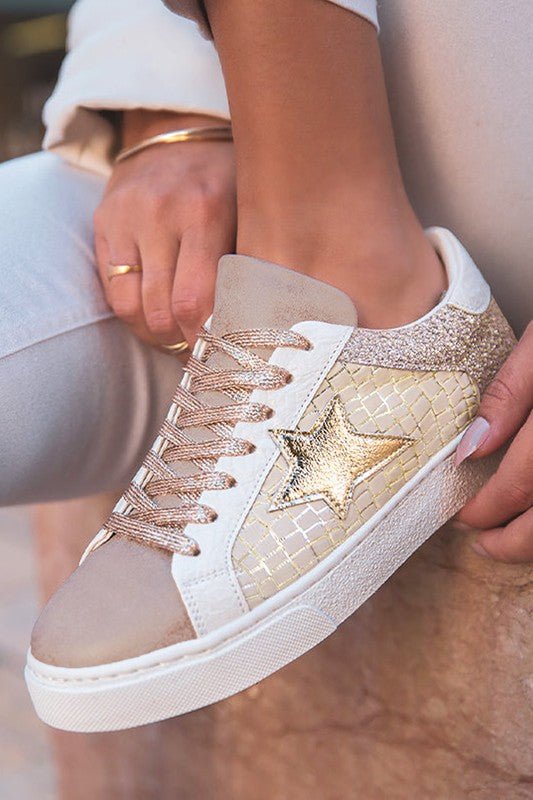 Star Patchwork PU Leather Lace - up Sneakers - p3 Boutique