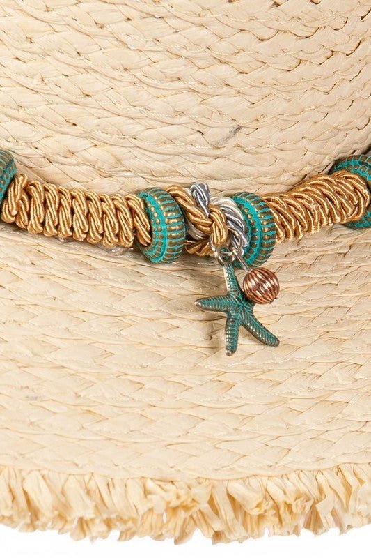 Starfish Charm Hatband Straw Sun Hat - p3 Boutique