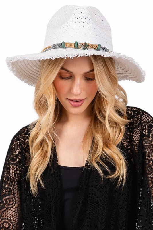 Starfish Charm Hatband Straw Sun Hat - p3 Boutique