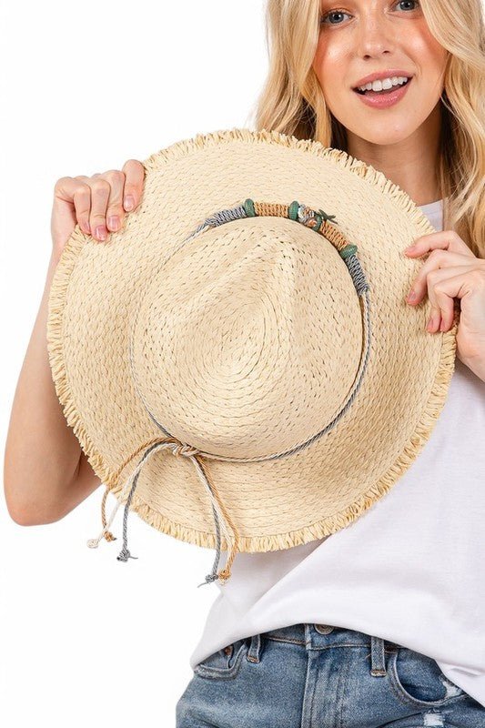 Starfish Charm Hatband Straw Sun Hat - p3 Boutique