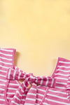 Stripe Butterfly Sleeve V Neck Knot Back T Shirt - p3 Boutique