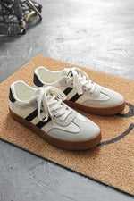 Striped Lace - up Flat Sneakers - p3 Boutique