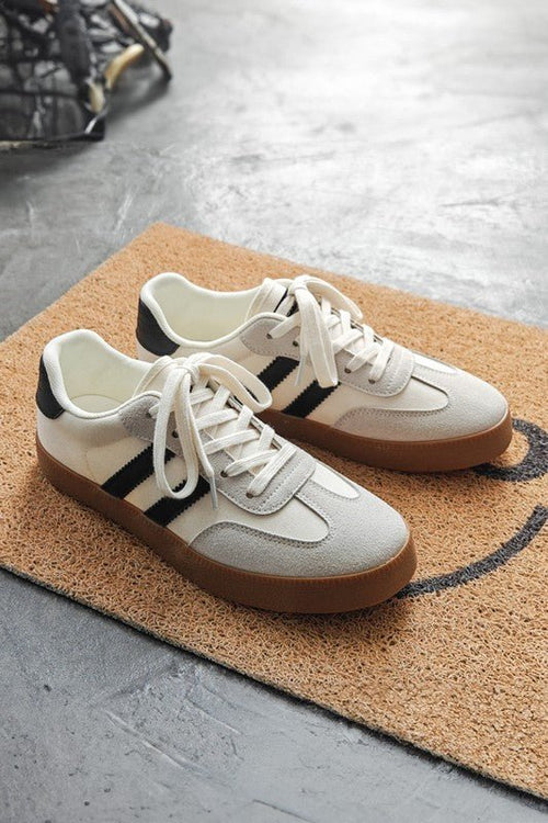 Striped Lace - up Flat Sneakers - p3 Boutique