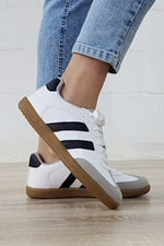 Striped Lace - up Flat Sneakers - p3 Boutique