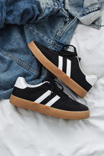 Striped Lace - up Flat Sneakers - p3 Boutique