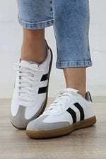 Striped Lace - up Flat Sneakers - p3 Boutique