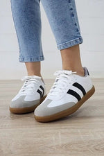 Striped Lace - up Flat Sneakers - p3 Boutique