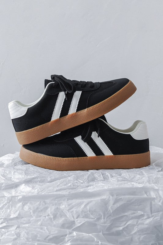 Striped Lace - up Flat Sneakers - p3 Boutique