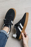 Striped Lace - up Flat Sneakers - p3 Boutique