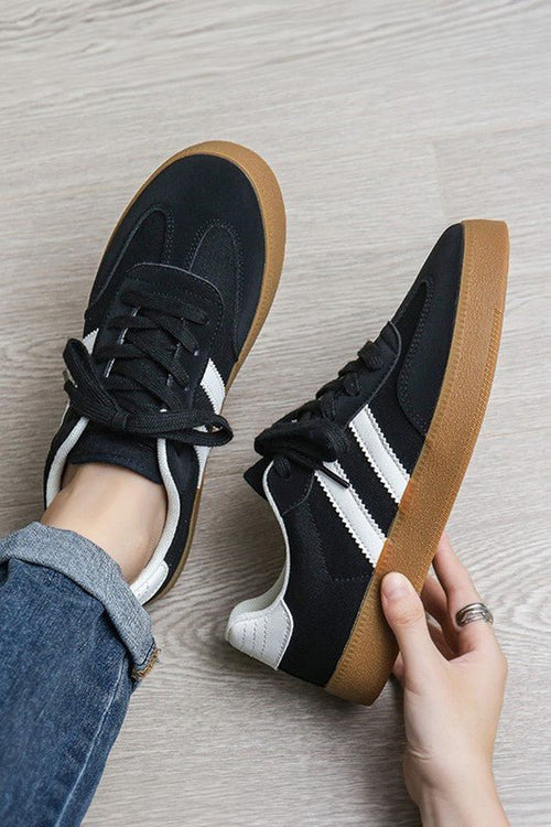 Striped Lace - up Flat Sneakers - p3 Boutique