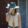 Tan Leather Dream Catcher with Turquoise Chunk - p3 Boutique