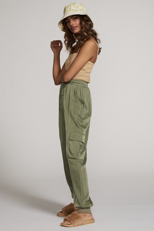 Textured satin cargo pants - p3 Boutique