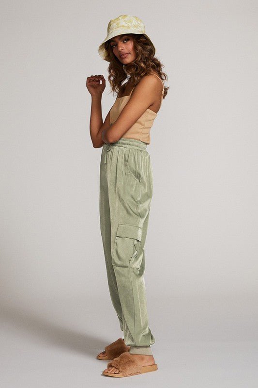 Textured satin cargo pants - p3 Boutique