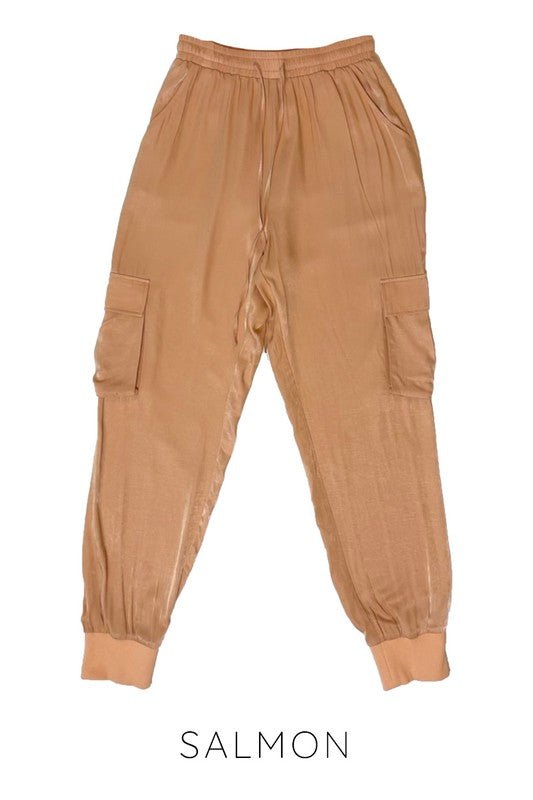 Textured satin cargo pants - p3 Boutique