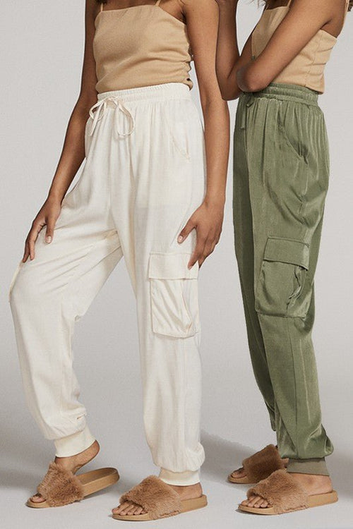 Textured satin cargo pants - p3 Boutique
