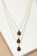 Three layer teardrop stone pendant necklace - p3 Boutique