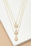 Three layer teardrop stone pendant necklace - p3 Boutique