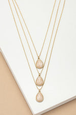 Three layer teardrop stone pendant necklace - p3 Boutique