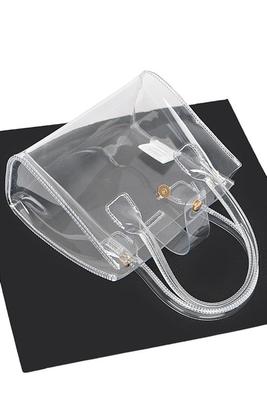 Transparent Top Handle Convertible Stadium Bag - p3 Boutique