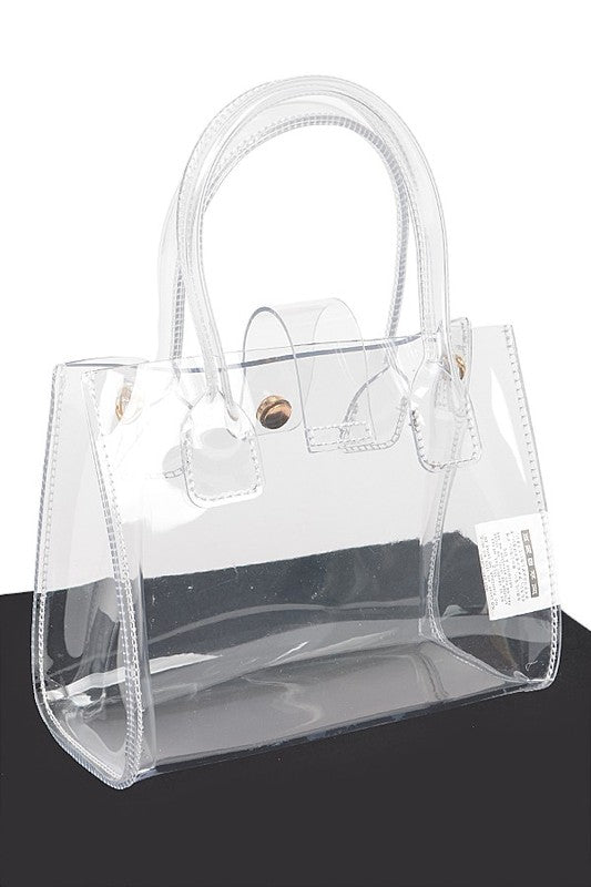 Transparent Top Handle Convertible Stadium Bag - p3 Boutique