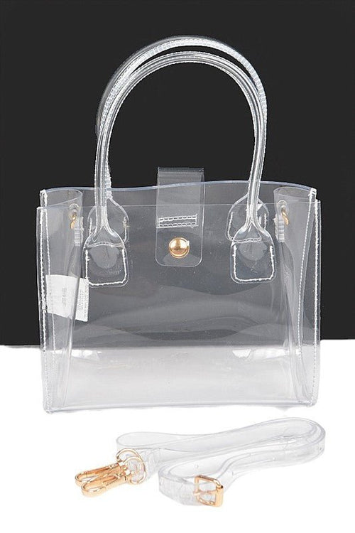 Transparent Top Handle Convertible Stadium Bag - p3 Boutique
