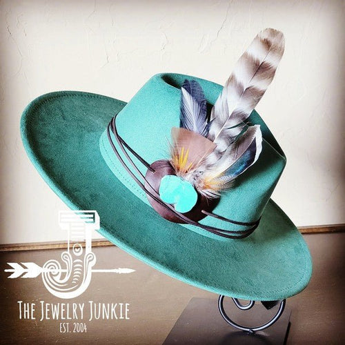 Turkey Feather&Turquoise Slab Hatband Choice Hat - p3 Boutique