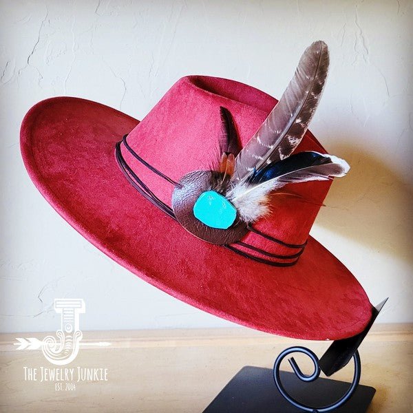 Turkey Feather&Turquoise Slab Hatband Choice Hat - p3 Boutique