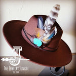 Turkey Feather&Turquoise Slab Hatband Choice Hat - p3 Boutique