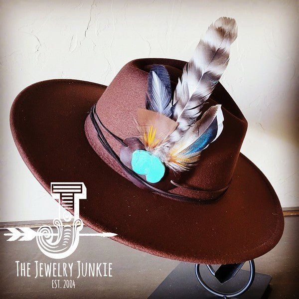 Turkey Feather&Turquoise Slab Hatband Choice Hat - p3 Boutique