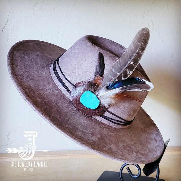 Turkey Feather&Turquoise Slab Hatband Choice Hat - p3 Boutique