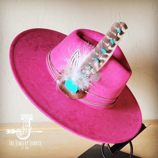 Turq Accent TurkeyFeather HatBand & Choice of Hat - p3 Boutique