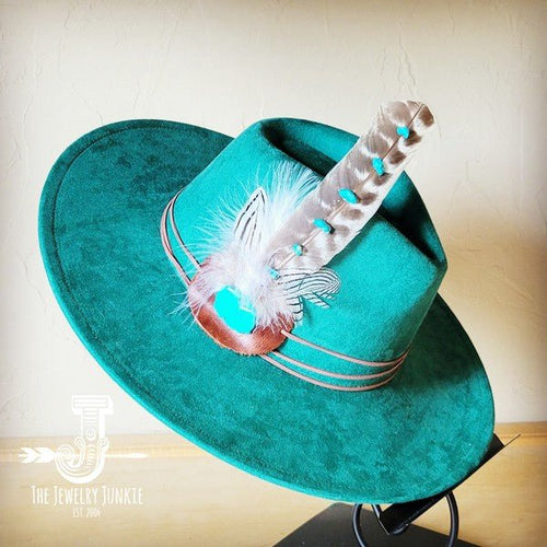 Turq Accent TurkeyFeather HatBand & Choice of Hat - p3 Boutique