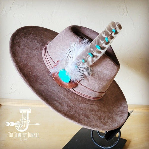 Turq Accent TurkeyFeather HatBand & Choice of Hat - p3 Boutique