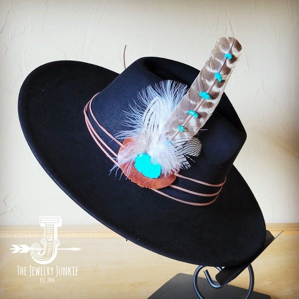 Turq Accent TurkeyFeather HatBand & Choice of Hat - p3 Boutique