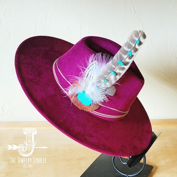Turq Accent TurkeyFeather HatBand & Choice of Hat - p3 Boutique