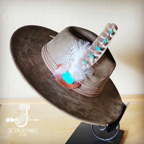 Turq Accent TurkeyFeather HatBand & Choice of Hat - p3 Boutique