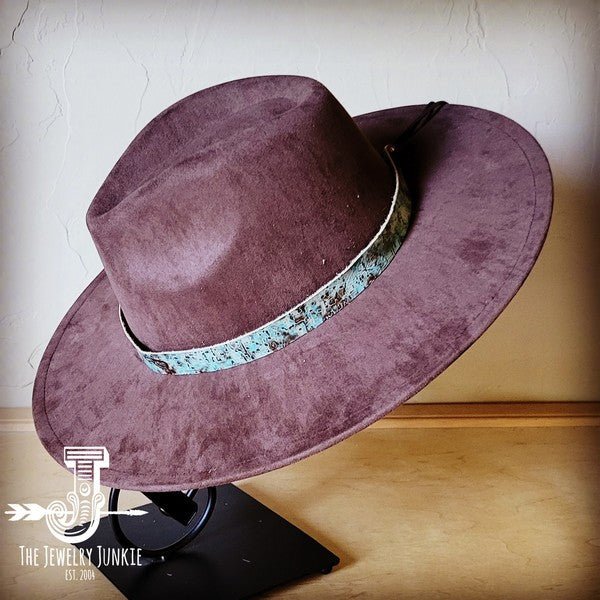Turquoise Metallic Western Leather Band Choice Hat - p3 Boutique