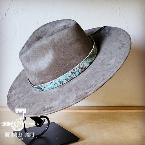 Turquoise Metallic Western Leather Band Choice Hat - p3 Boutique