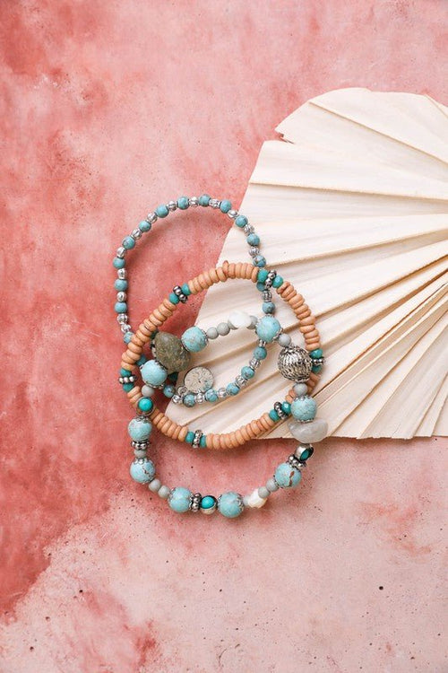 Turquoise Mixed Bead Stackable Bracelet - p3 Boutique