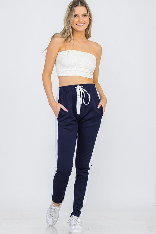 UNISEX WOMENS TRACK PANT SINGLE STRIPE - p3 Boutique