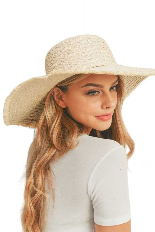 Wide Brim Frayed Edge Sun Hat - p3 Boutique
