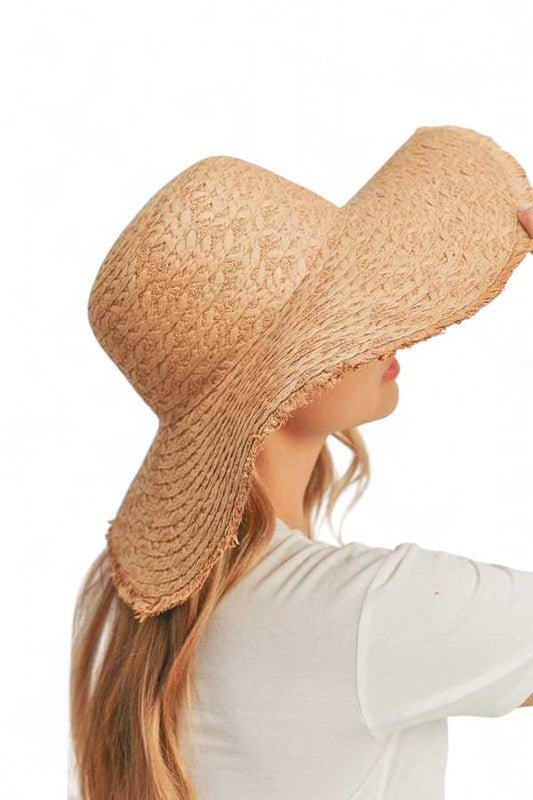 Wide Brim Frayed Edge Sun Hat - p3 Boutique