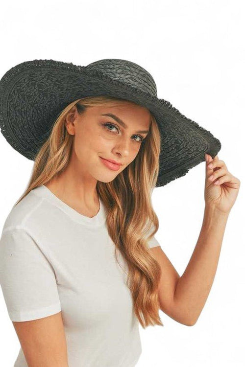 Wide Brim Frayed Edge Sun Hat - p3 Boutique
