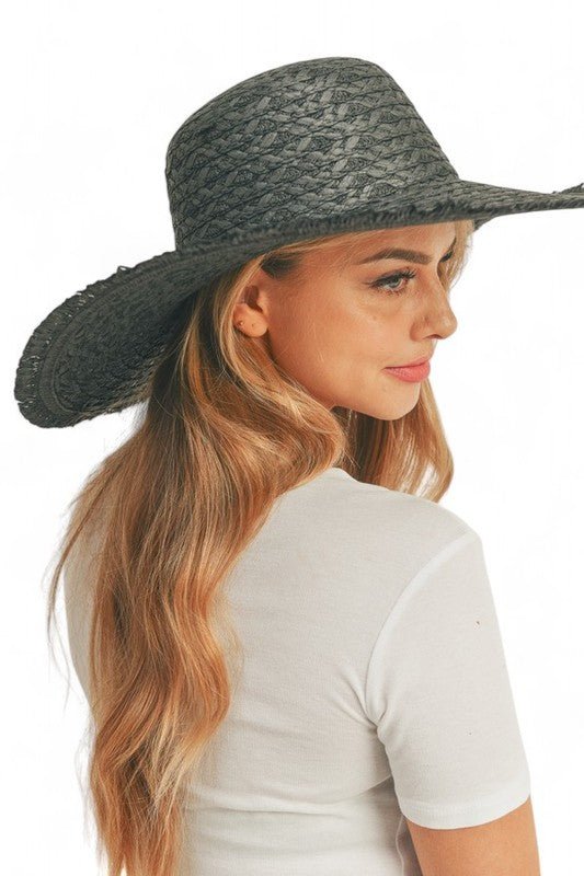 Wide Brim Frayed Edge Sun Hat - p3 Boutique