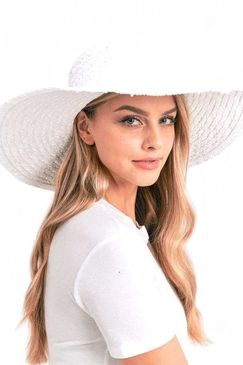 Wide Brim Frayed Edge Sun Hat - p3 Boutique