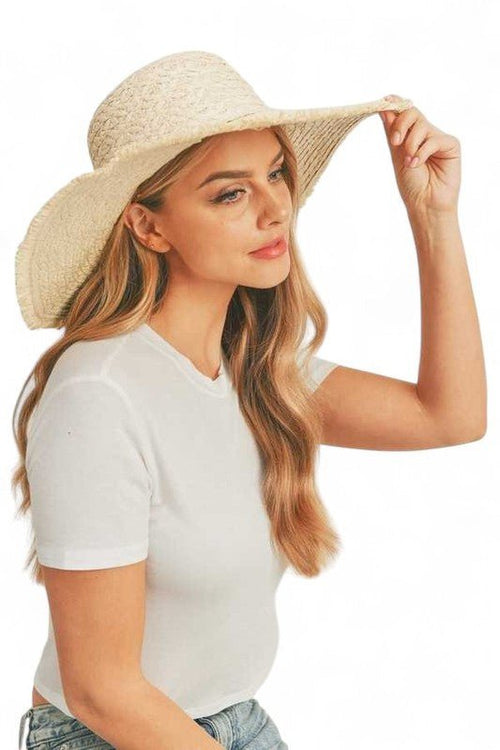 Wide Brim Frayed Edge Sun Hat - p3 Boutique