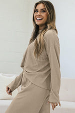 Women Loose Textured Pullover and Pants Outfit - p3 Boutique